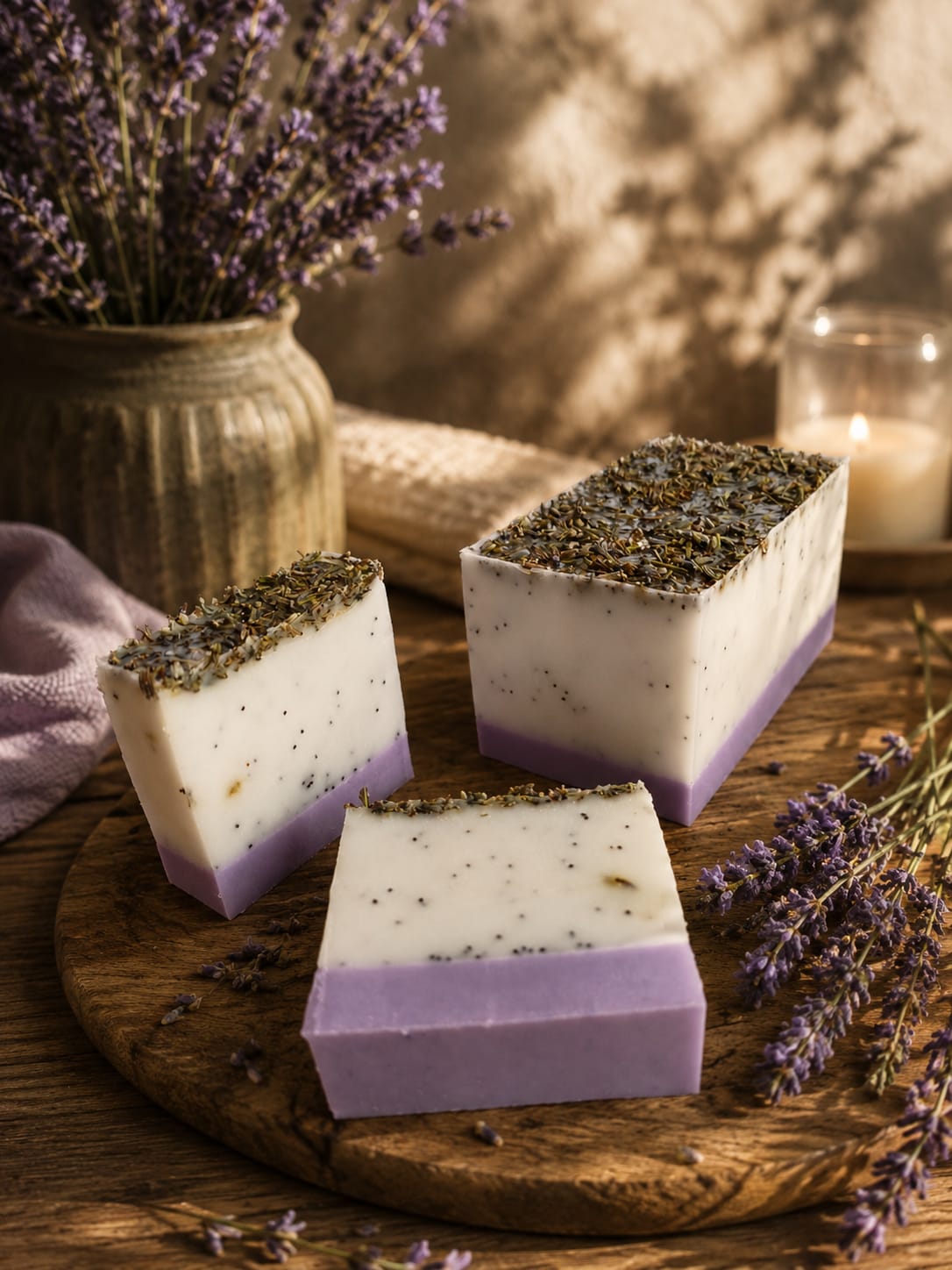 Jabón artesanal de lavanda natural, elaborado a mano