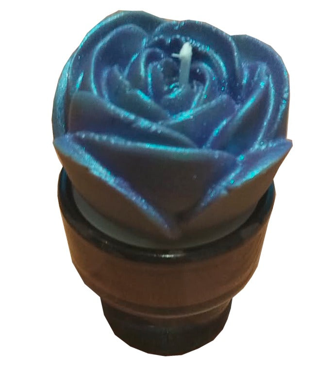 Rosa lila con soporte de cristal oscuro