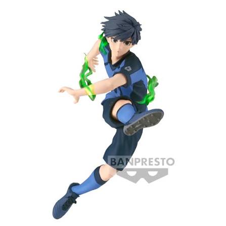 Figura Isagi Yoichi Blue Lock Banpresto - pose de disparo con cadenas verdes